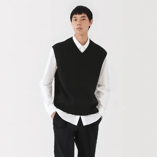 【MUJI 無印良品】男可水洗米蘭諾螺紋背心(深灰/黑色/粉米)