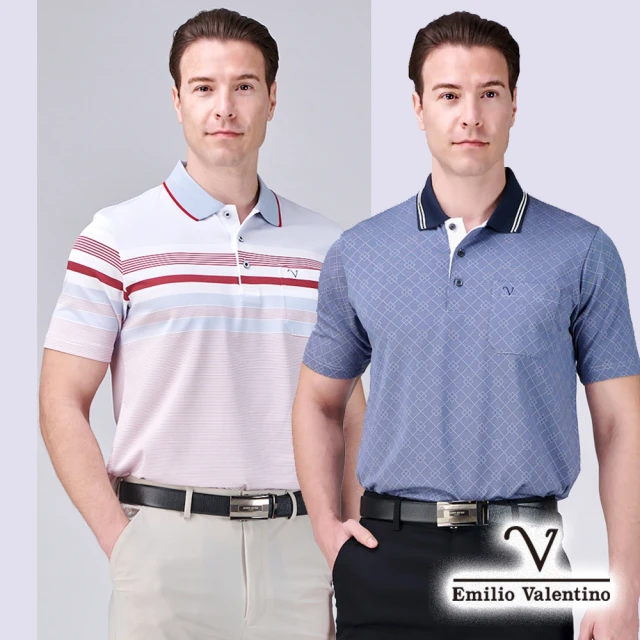 【Emilio Valentino 范倫鐵諾】男 POLO衫 短袖polo衫 吸濕抗皺 口袋 透氣 休閒 上衣 台灣製(多款選)