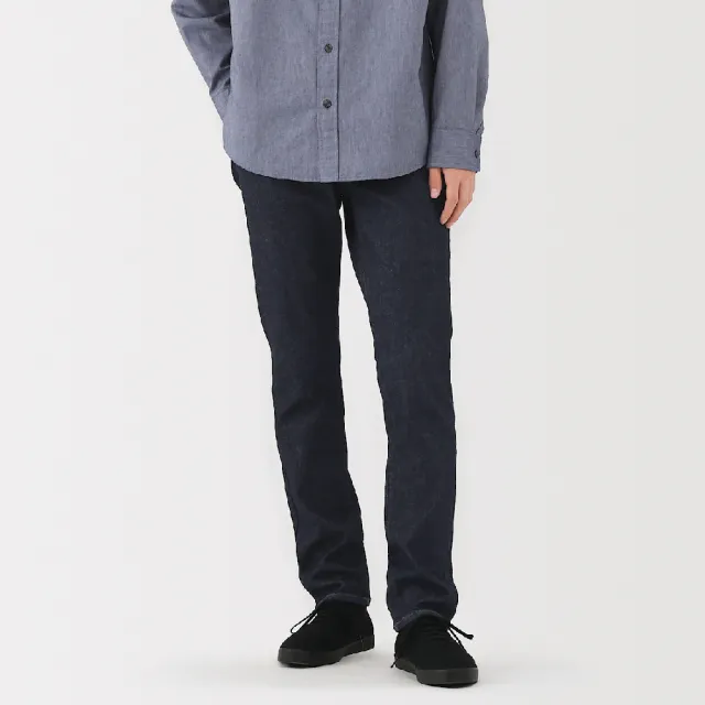 【MUJI 無印良品】男彈性丹寧合身褲(藍色/暗藍)