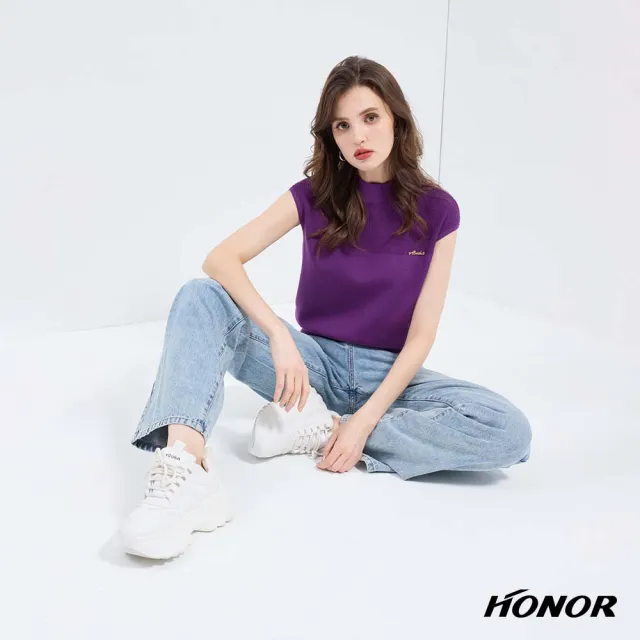 【HONOR 山形屋】出清品 微光鏤空金飾拼接針織上衣-白/芥黃/紫(限定出清)