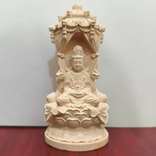【LEEHER】觀音寶塔擺設/佛教擺設/家居擺設/送禮推薦/黃楊木材質/佛像雕刻/觀音寶塔像