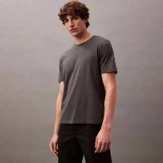 【CALVIN KLEIN】官方旗艦館CK 棉絲混紡平紋針織T 恤_灰色