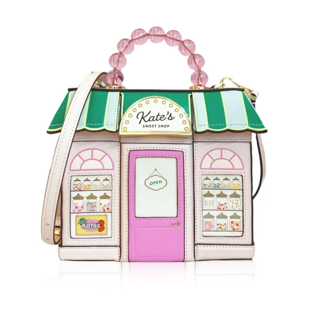 【KATE SPADE】立體糖果屋造型皮革手提/斜背包 兩用包(粉色)
