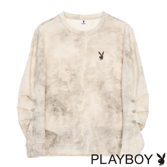【PLAYBOY】奶茶色暈染袖抓褶上衣(奶茶色)