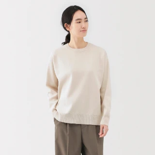 【MUJI 無印良品】女可水洗米蘭諾羅紋圓領針織衫(柔白/深灰/柔白橫紋/淺灰/米色橫紋/深灰橫紋)