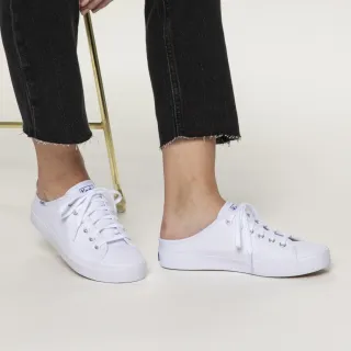 【Keds】KICKSTART 極簡時尚綁帶穆勒小白鞋-白(9202W122958)