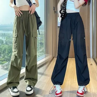 【NEW FORCE】復古街頭美式寬鬆工裝長褲(工裝褲/女長褲/休閒褲/運動褲/直筒褲/女長褲)