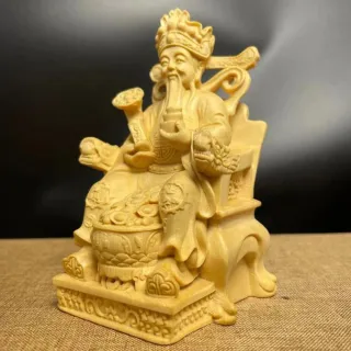【KT DADA】吉祥財神 財神爺 黃楊木木雕 招財 客廳 招財進寶 保平安 工藝擺件 開運聚財