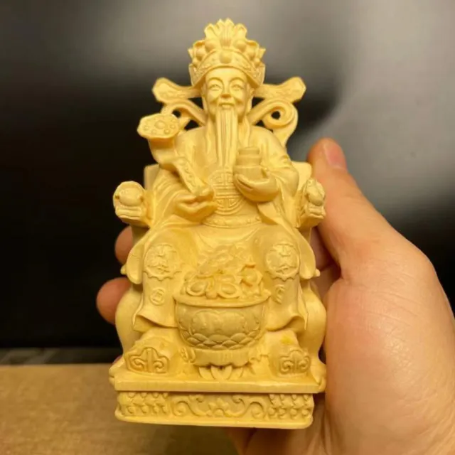 【KT DADA】吉祥財神 財神爺 黃楊木木雕 招財 客廳 招財進寶 保平安 工藝擺件 開運聚財（其他規格）