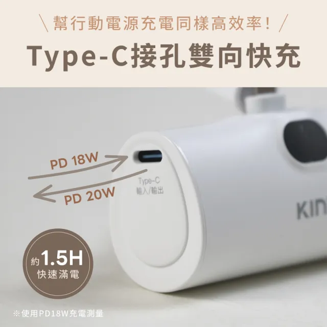 【KINYO】WH標示 5000mAh 20W救急口袋充/行動電源(KPB-2510 2511 Type-C/蘋果)