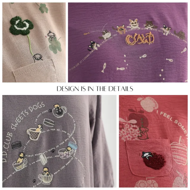 YASA 秋趣立線繡羽霧棉上衣