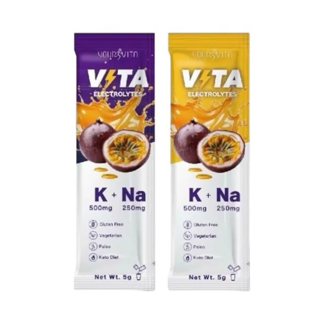 【yourvita 優維特】Vita機能型電解質粉 百香口味 無添加糖 5gx30包/盒(添加牛磺酸有效緩解疲憊感)