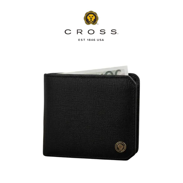 【CROSS】限量2折 頂級小牛皮十字紋8卡十字紋男用皮夾 邦尼系列 全新專櫃展示品(送禮盒提袋 男夾)