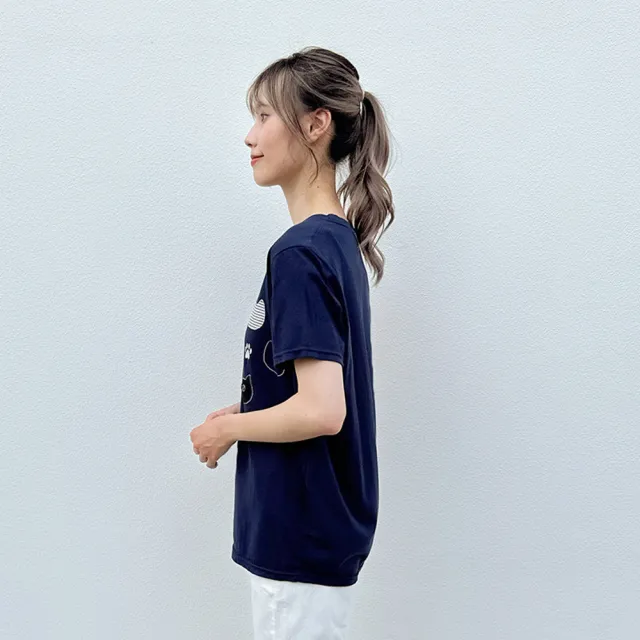 【Hana Mokuba】花木馬日系女裝圓領貓咪貼布T恤(T恤)
