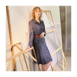 【Diffa】美型剪裁長袖連身洋裝-女