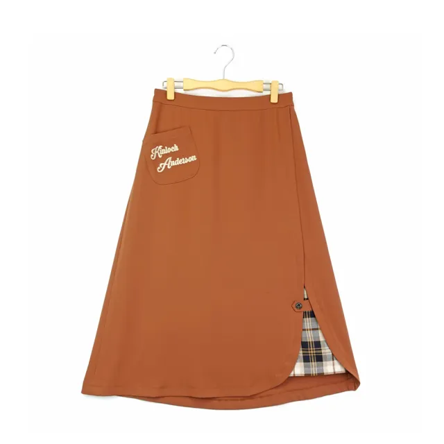 【Kinloch Anderson】經典下擺開岔拼接格紋造型顯瘦長裙(KA1064019 焦糖)