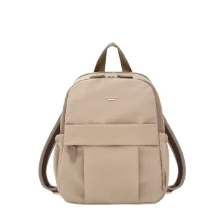 【KINAZ】雙層輕量防潑水尼龍拉桿插袋牛皮手提後背包-暖日霜杏-柔光旅伴系列