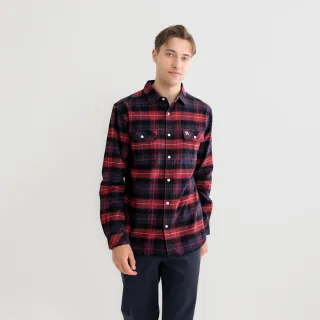 【Arnold Palmer 雨傘】男裝-法蘭絨格紋長袖襯衫(紅色)
