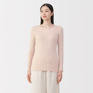 【MUJI 無印良品】女棉保暖圓領長袖T恤(柔白/黑色/淺米/灰棕)