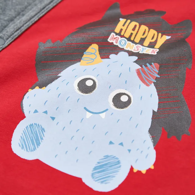 【奇哥】Chic a Bon 嬰幼童裝 怪獸俱樂部圓領前開長袖兔裝/連身衣(6-18個月)