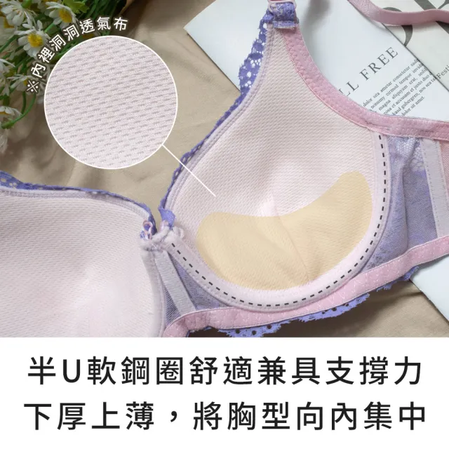 【玉如阿姨】粉戀深影內衣※S197藍(B.C罩 小胸 提托 爆乳 撞色 台灣製)