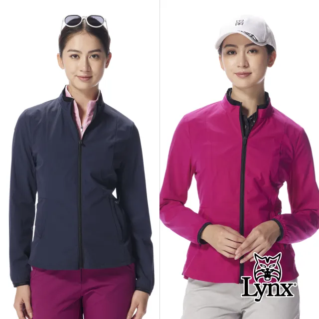 【Lynx Golf】女款防潑水彈性舒適立領拉鍊短版風衣(二色)