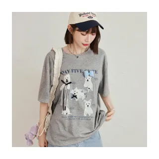 【OB 嚴選】純棉立體配飾狗狗印花寬鬆上衣 《AB20789》