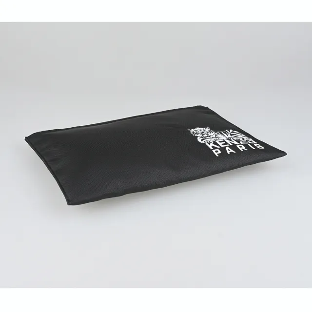 【KENZO】KENZO Happy tiger精繡LOGO帆布拉鍊腕帶手拿包(大/男款/黑)