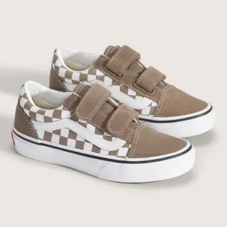 【VANS 官方旗艦】Old Skool V 中童款棕色棋盤格滑板鞋(童鞋)