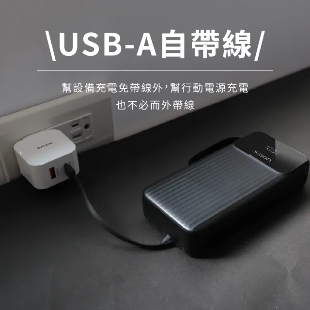 【AWSON 歐森】WH標示 20000mAh 2W微儲能自帶線(AWP-5750 蘋果/Type-C/MicroUSB/USB-A輸入)