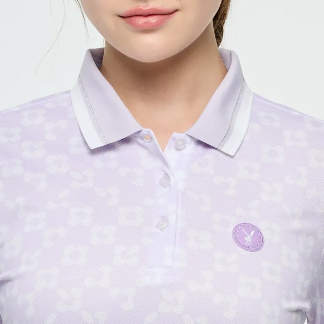 【PLAYBOY GOLF】女款小花吸濕排汗薄長袖POLO衫-紫(高爾夫球衫/KA25201-65)