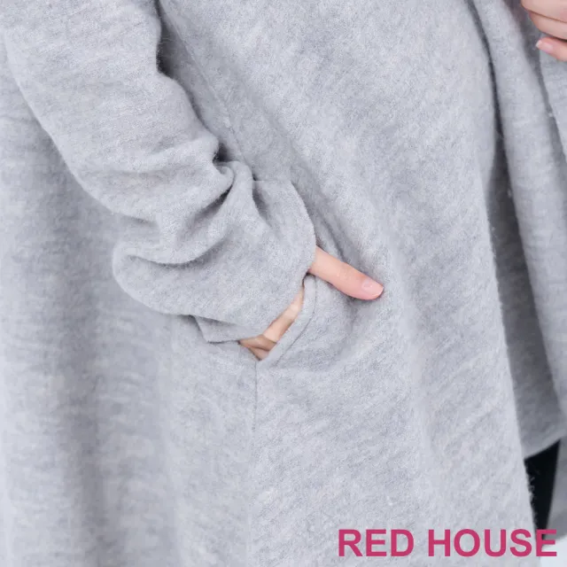 【RED HOUSE 蕾赫斯】都會格紋長版西裝外套-不含蕾絲領(咖啡色)