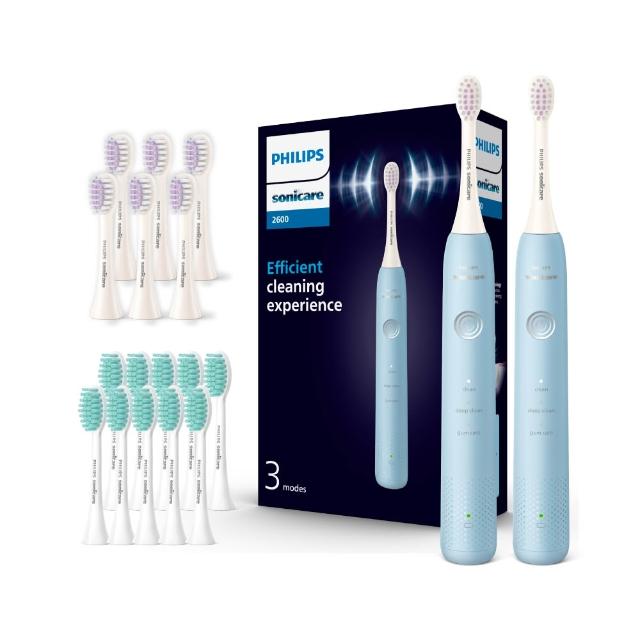 【Philips 飛利浦-momo獨家】官方直營 Sonicare輕柔舒敏音波震動牙刷-小彩刷藍HX2411/04-雙入組