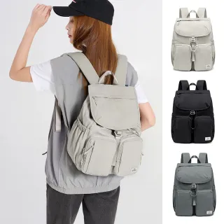 【WHOSE BAG】交換禮物 防潑水雙口袋掀蓋後背包 男女多夾層雙肩包 可放A4書本 NO.WBSU011(女後背包 女包)