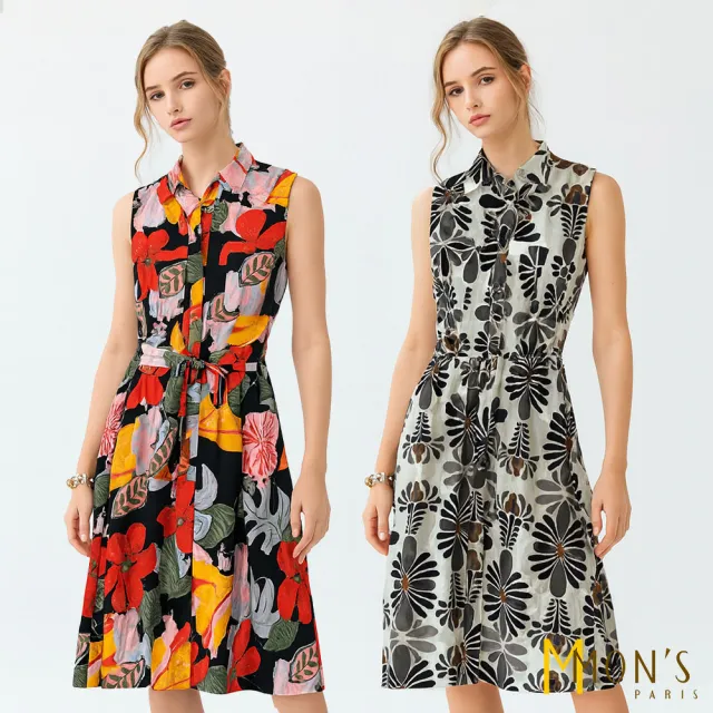 【MON’S】熱帶花園綁帶洋裝(直)