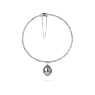 【King Star】日本進口 18K金 天然南洋黑珍珠手環 9.5-10mm 暮色