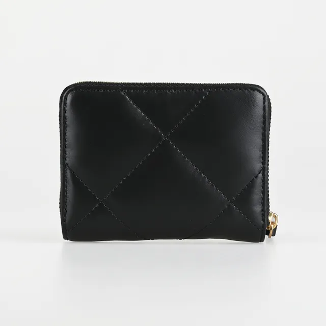 【TORY BURCH】TORY BURCH KIRA 菱格絎縫拉鍊零錢包(黑)