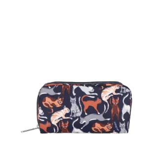 【Lesportsac】輕量材質 長形化妝包(6511 好奇貓咪黑)