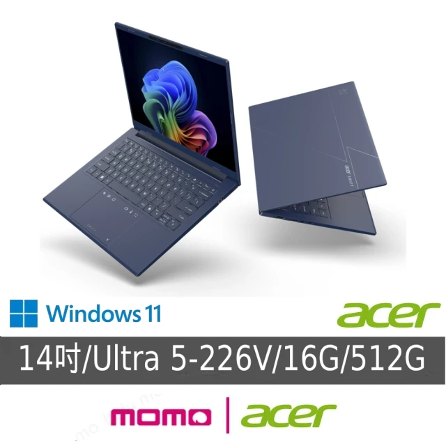 【Acer】包鼠組★14吋Ultra 5 Copilot+輕薄AI筆電(Swift Go/SFG14-75-542S/Ultra 5-226V/16G/512G/W11)