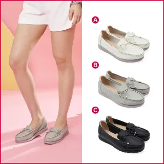 【A.S.O 阿瘦集團】BESO 芯軟Q系列-真皮蝴蝶結莫卡辛娃娃鞋-直播限定(女鞋_3色任選)