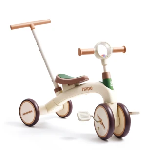 【Hape】4合1多功能三輪車(學步車/滑步車/木製玩具/木頭玩具/生日禮)