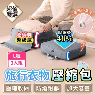 【DREAMCATCHER】旅行衣物壓縮包 L號3入組(旅行壓縮袋 旅行收納包 行李壓縮袋 羽絨外套壓縮包)