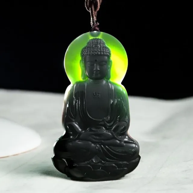 【Penny珮妮】老料和田玉墨玉 阿彌陀佛 吊墜項鍊(母親節 父親節 交換禮物 生日 情人節 尾牙 新年 結婚)