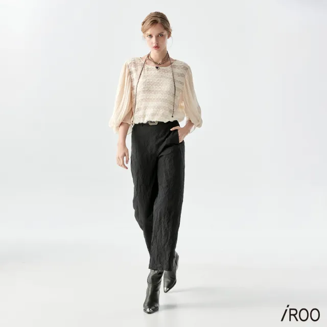 【iROO】皺褶全長褲