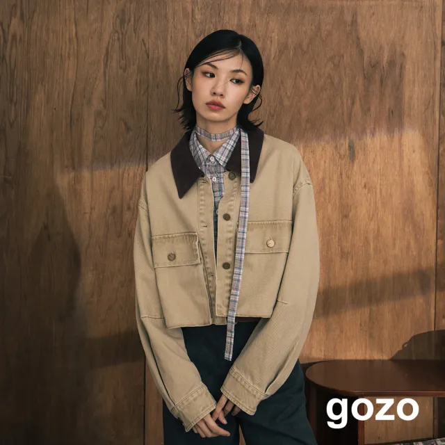 【gozo】A|復古風立體彎刀袖水洗牛仔外套(兩色)
