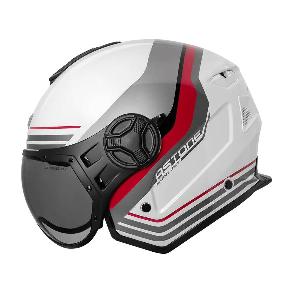 ASTONE】官方直營-MJ-S6 XB1 3/4半罩式安全帽附內墨鏡排扣設計(白紅白藍平黑) - momo購物網- 好評推薦-2026年1月