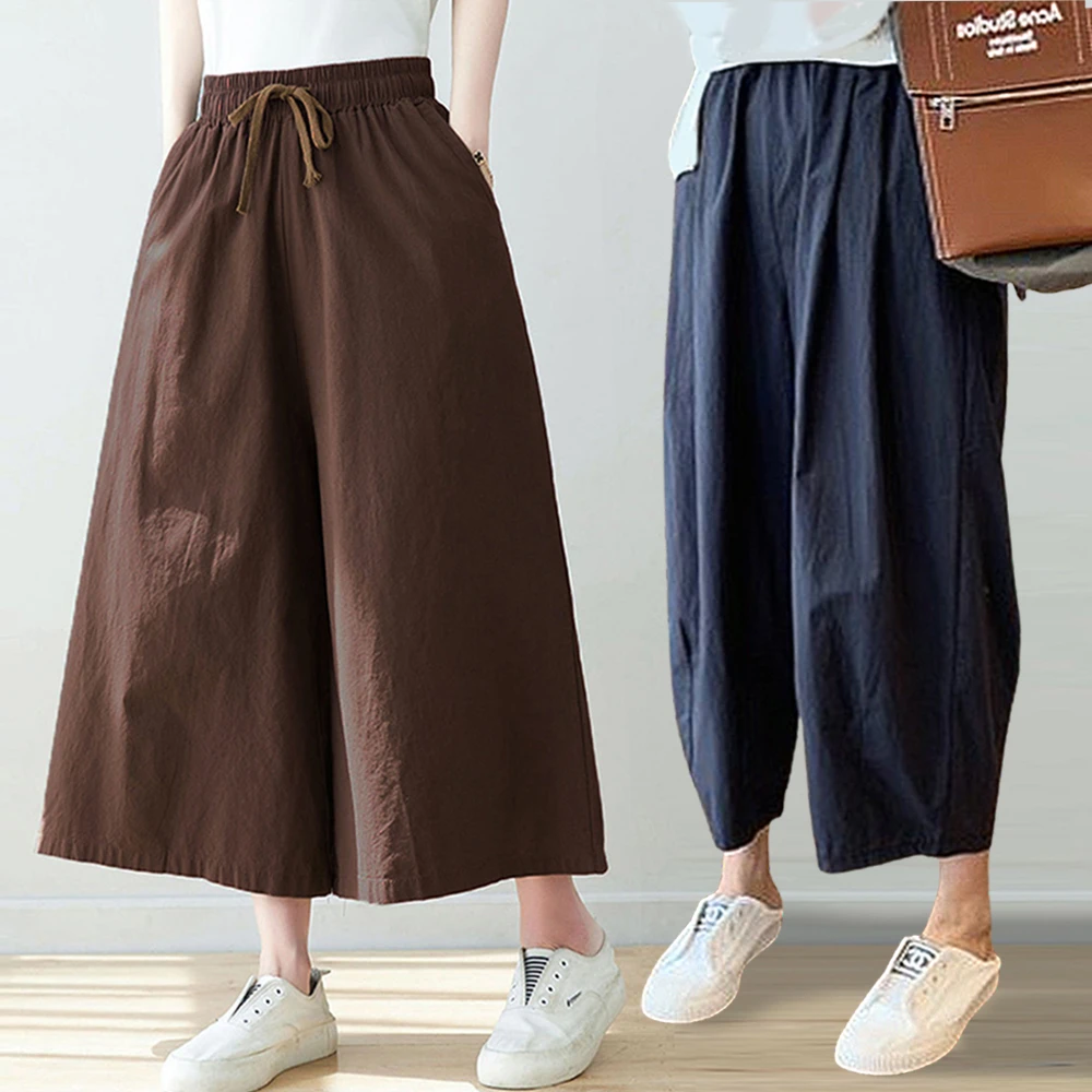 anza闊腿褲 AnZa早秋換季雪紡棉麻九分褲長裙長褲闊腿褲