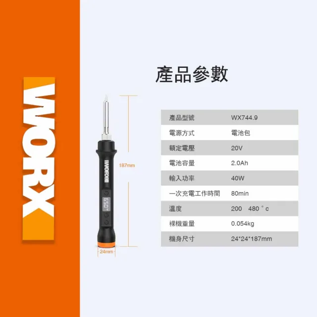 【WORX 威克士】造物者 Maker-X系列 調速刻磨機/電烙鐵組合(WX988)