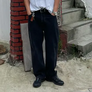 【Mark Gonzales官方旗艦】男裝 寬版牛仔褲-黑色