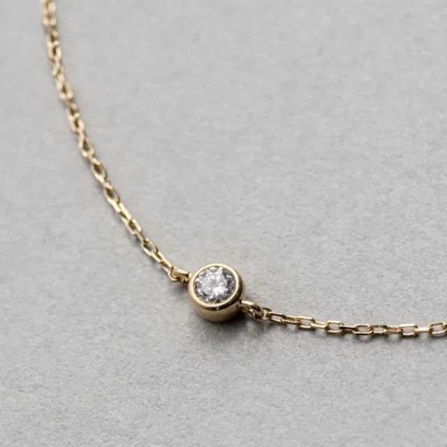 【ete】K18 經典單鑽包鑲鑽石手鍊-0.06ct(金色 玫瑰金色)